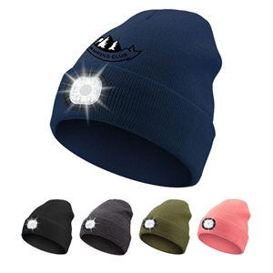 Unisex USB Rechargeable 4-LED Headlamp Knitted Beanie Hat