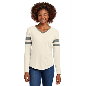 Sport-Tek Women's Halftime Stripe Long Sleeve V-Neck Tee