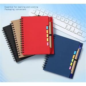 Coiled Notebook with Pen and Sticky Notes