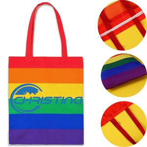 Rainbow Stripes Tote Bags Gay Support Beach