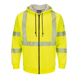 Bulwark Hi-Visibility Zip-Front Hooded Fleece Sweatshirt ...