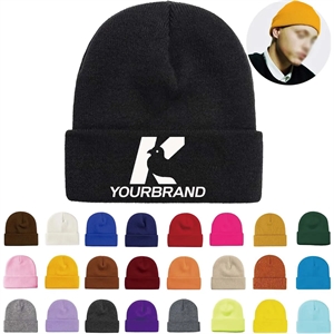 Unisex Warm Winter Hats Acrylic Knit Cuffed Beanie