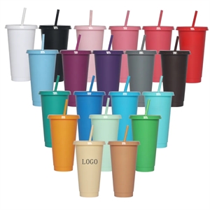 26oz Plastic Cup With Lid & Straw