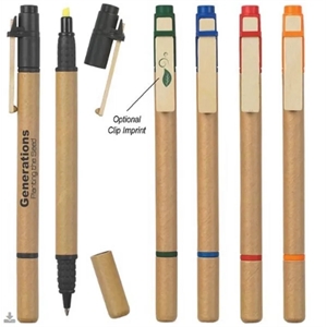 Custom Logo Dual Function Eco-Inspired Pen With Highlighter