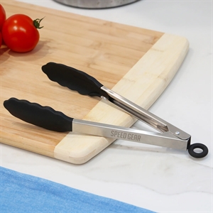 9" Stainless & Silicone Tongs