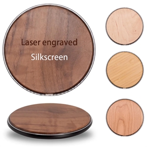 Custom Logo Wooden Round Wireless Charger
