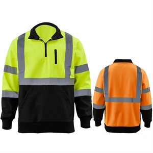 Hi Viz Class 3 Reflective Tape Safety Quarter Zip w/ Pocket