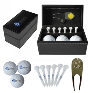 Golf Ball Set With Leather Box