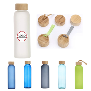 17oz Glasses Water Bottle with Bamboo Lid