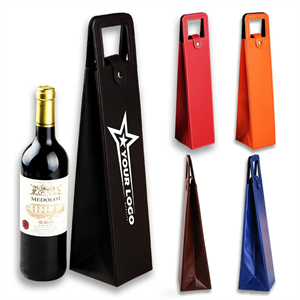 Single Bottle Premium Leather Reusable Wine Bag with Handle