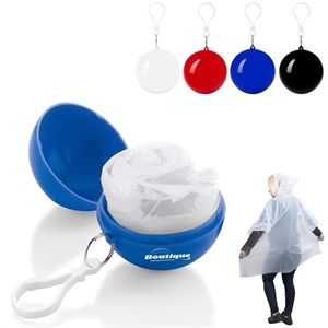 Portable Emergency Raincoats Hook Poncho Ball KeyChain