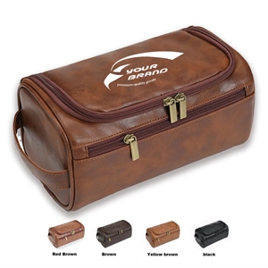 Unisex personalized leather toiletry bag