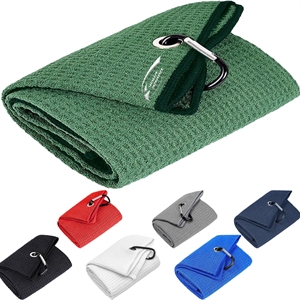 Microfiber Waffle Pattern Golf Towel With Carabiner Clip