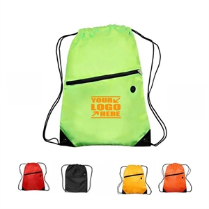 Drawstring Backpack with Zipper