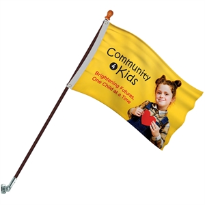 Promotional 2' x 3' Flag Kit with Pole and Silver Bracket