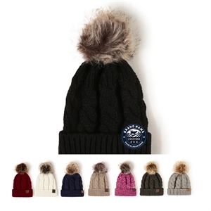 Women Winter Pompom Beanie Hat with Warm Fleece Lined