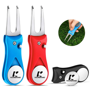 Custom Logo Foldable Golf Ball Marker Switchblade Divot Tool Pitch Fix