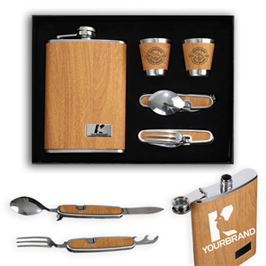 Portable Stainless Steel Flask Knife And Fork Gift Box