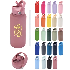 32 Oz Insulated Stainless Steel Water Bottle with Straw