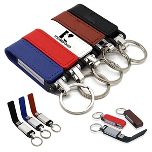 Custom Multicolor 16Gb Leather Usb Flash Drive with Keychain