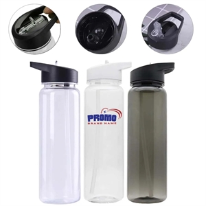 24oz Water Bottles Sports Plastic Straw Flip Lid Clear Cup