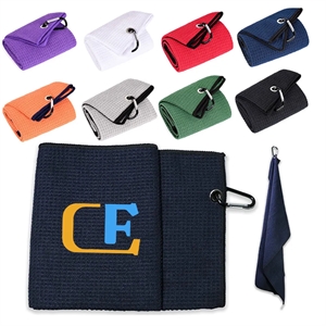 Golf Towel With Heavy Duty Carabiner Clip