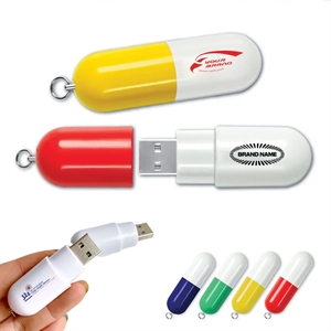 Promotional Medicine Capsule Shaped USB Flash Drive Keychain