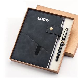Custom Logo A5 Leather Notebook Pen Gift Set