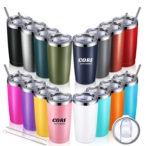 20 oz Stainless Steel Insulated Tumbler with Lid and Straw