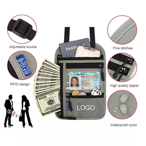 Travel Neck Pouch Passport Holder with RFID Blocking