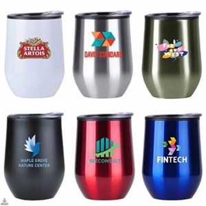 Custom Logo Stainless Steel Wine Tumbler - 12 oz