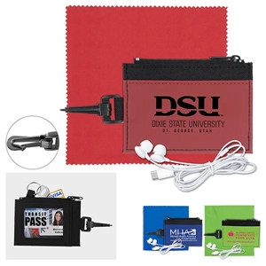 Mobile Tech Earbud Kit with Microfiber in Travel ID Wallet