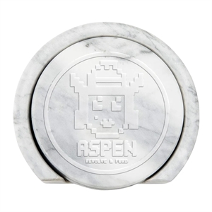 Marble Coaster Set of 4 with Holder