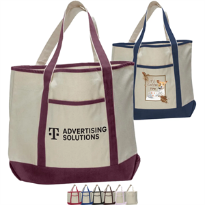 12 Oz. Large Cotton Canvas Zipper Deluxe Tote Bag