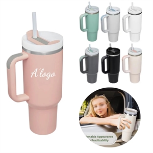 30oz Insulated tumbler with Handle and Straw Lid