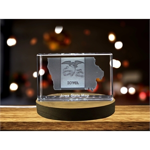 Iowa 3D Engraved Crystal Keepsake