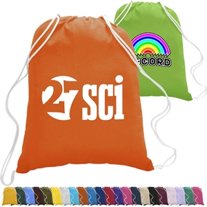 Sporty Canvas Drawstring Backpack w/ Custom Logo (14" X 18")