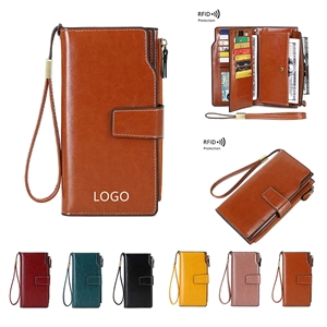 Women's RFID Blocking Leather Clutch Wallet