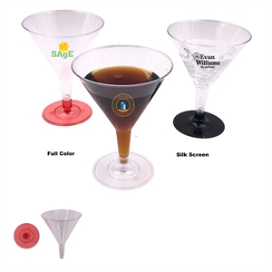 6.5 oz Clear Plastic Martini Glasses Dessert Cocktail Cup