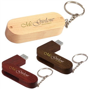 4 GB Bamboo Bullet Keyring USB 2.0 Flash Drive