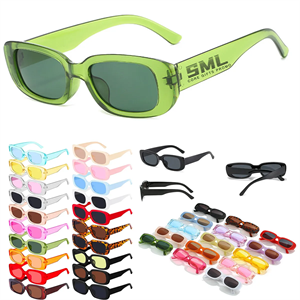 Custom Logo Vintage Square Eyewear Retro Trendy Wide Frame Sunglasses