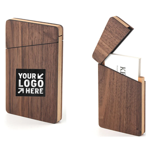 Pocket Portable Walnut Wood Business Card Holder Case