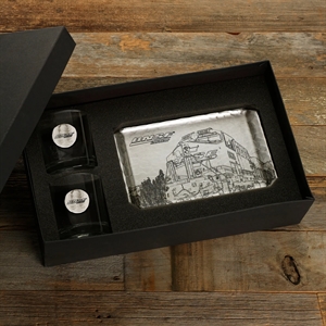 SOHO 2-Piece Rocks Glass and Butler Bar Tray Set
