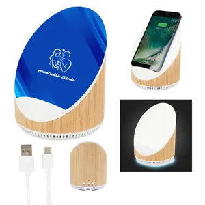 Light Up Bamboo Speaker & Wireless Charger