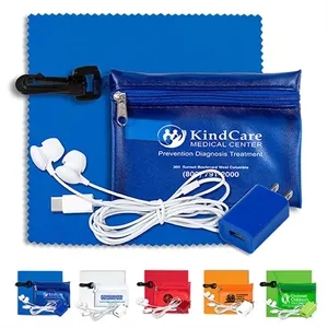 Mobile Tech Accessory Kit in Translucent Zipper Pouch