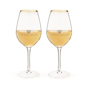Gilded Stemmed Wine Glass Set by Twine