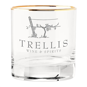 13oz. Gold Rimmed Double Old Fashioned Glass