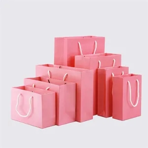 Pink Kraft Paper Shopping Bags with Handles