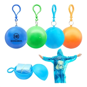 Disposable Poncho Ball With Keychain