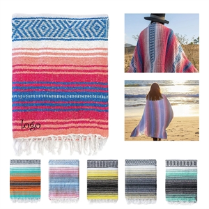 Custom Logo Mexican Throw Serape Yoga Blanket for Picnic & Home & Beach